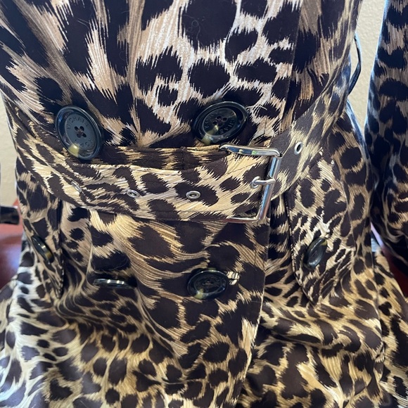 Michael Kors Animal Print Trench Coat size XS Removable Liner Button Front Belt - Picture 5 of 13